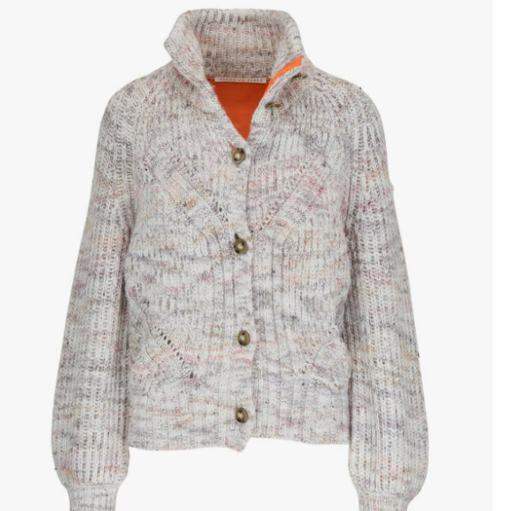 Veronica Beard Griffith Ivory Contrast Back Cardigan (M)